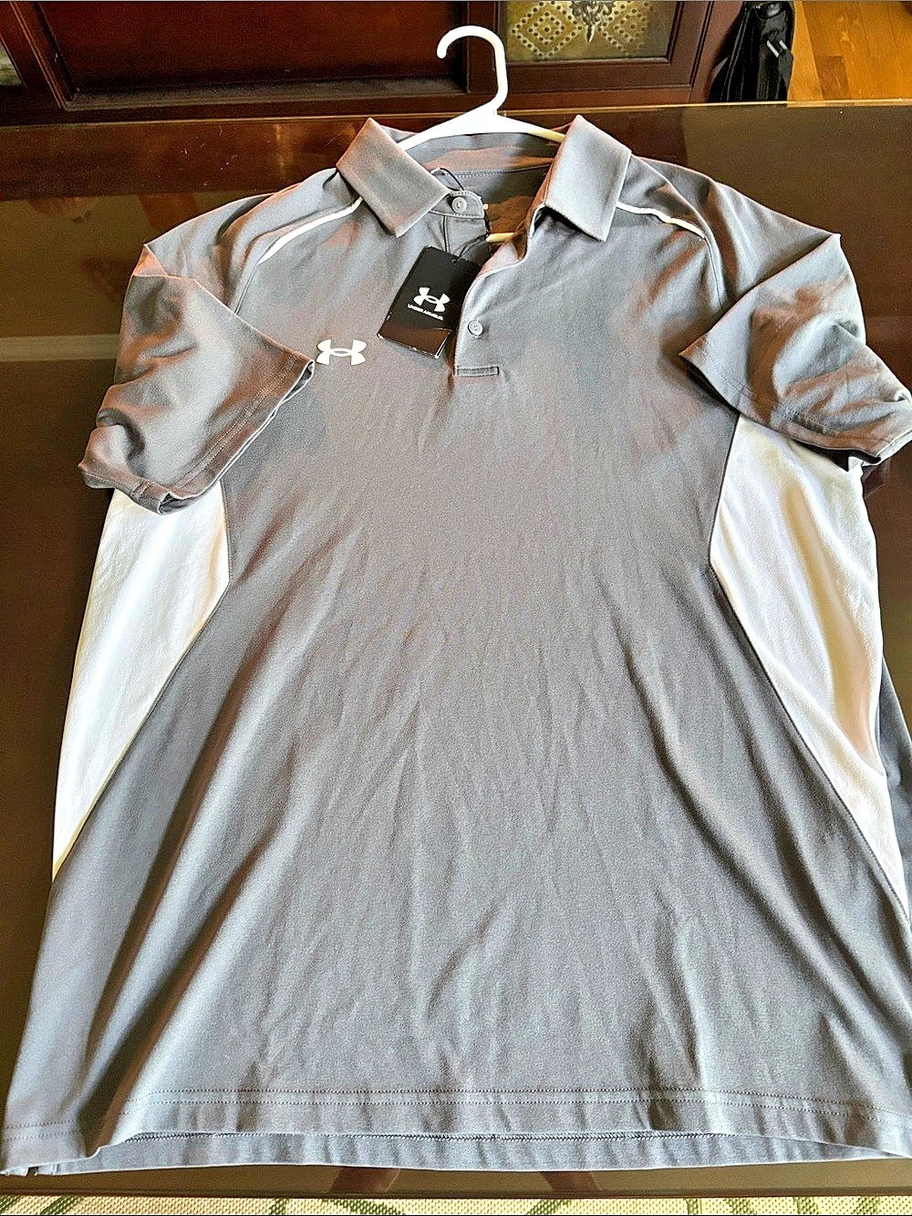 Brand new with tags - Under Armour Men's Color Block Polo Gray & White Size Larg